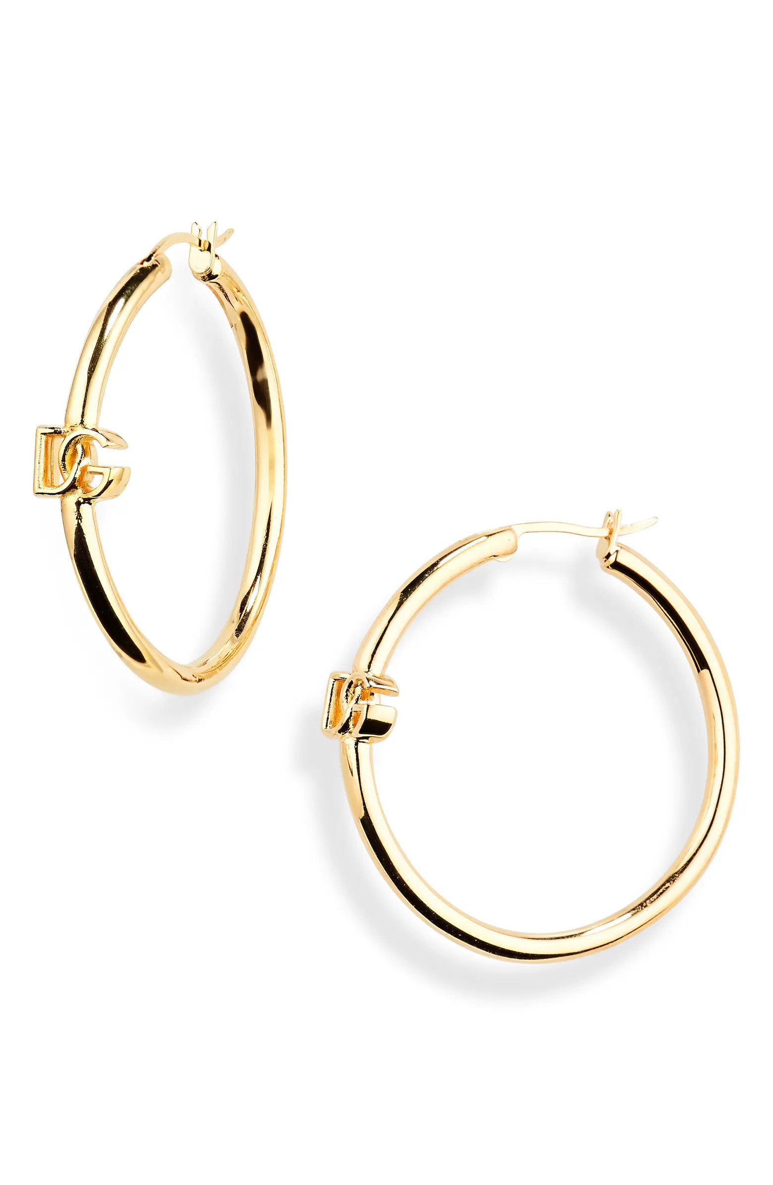 Dolce&Gabbana Creole DG Logo Hoop Earrings | Nordstrom | Nordstrom
