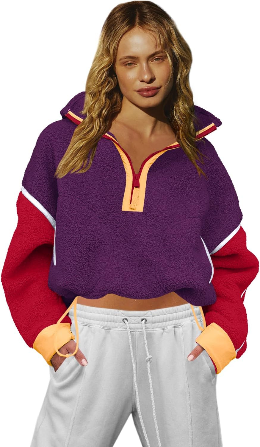LAMISSCHE Women Fleece Half Zip Sweatshirt Long Sleeve Sherpa Jacket | Amazon (US)