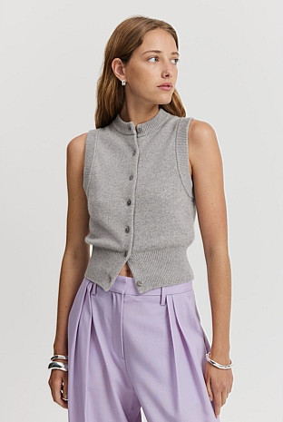 GSC-certified Cashmere Blend Button Knit Vest | Country Road