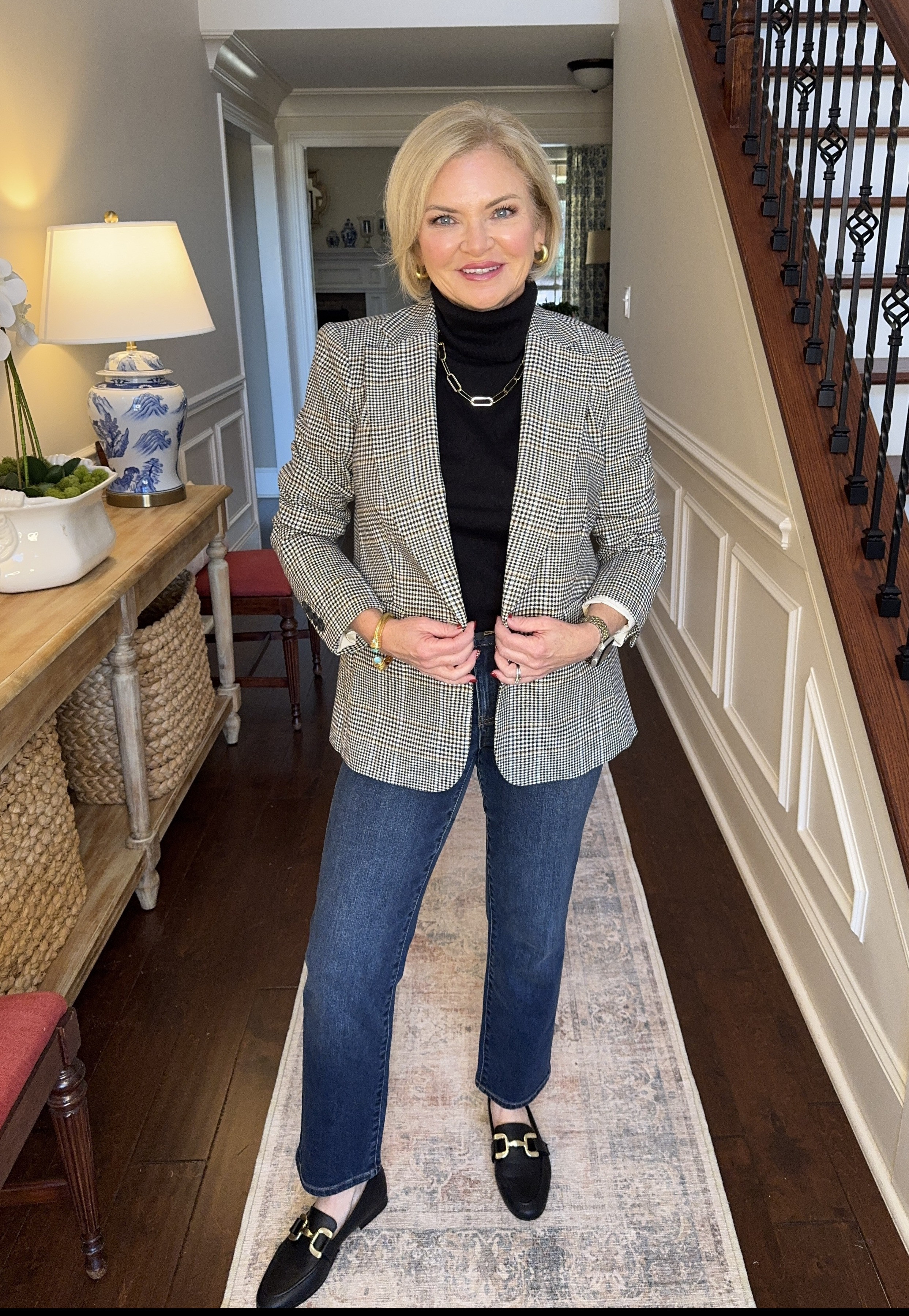 A blackturtleneck is a must for a winter business casual look. Jeans, loafers and a plaid blazer round out the look.  I'm wearing the turtleneck in petite medium, blazer in small, jeans in 4.

black turtleneck
minimalist style
classic style
business casual
jeans outfit

#stylewithserena
#fashionover50
#midlifefashion
#petitefashion 

 #LTKOver40 #LTKFindsUnder50 #LTKWorkwear