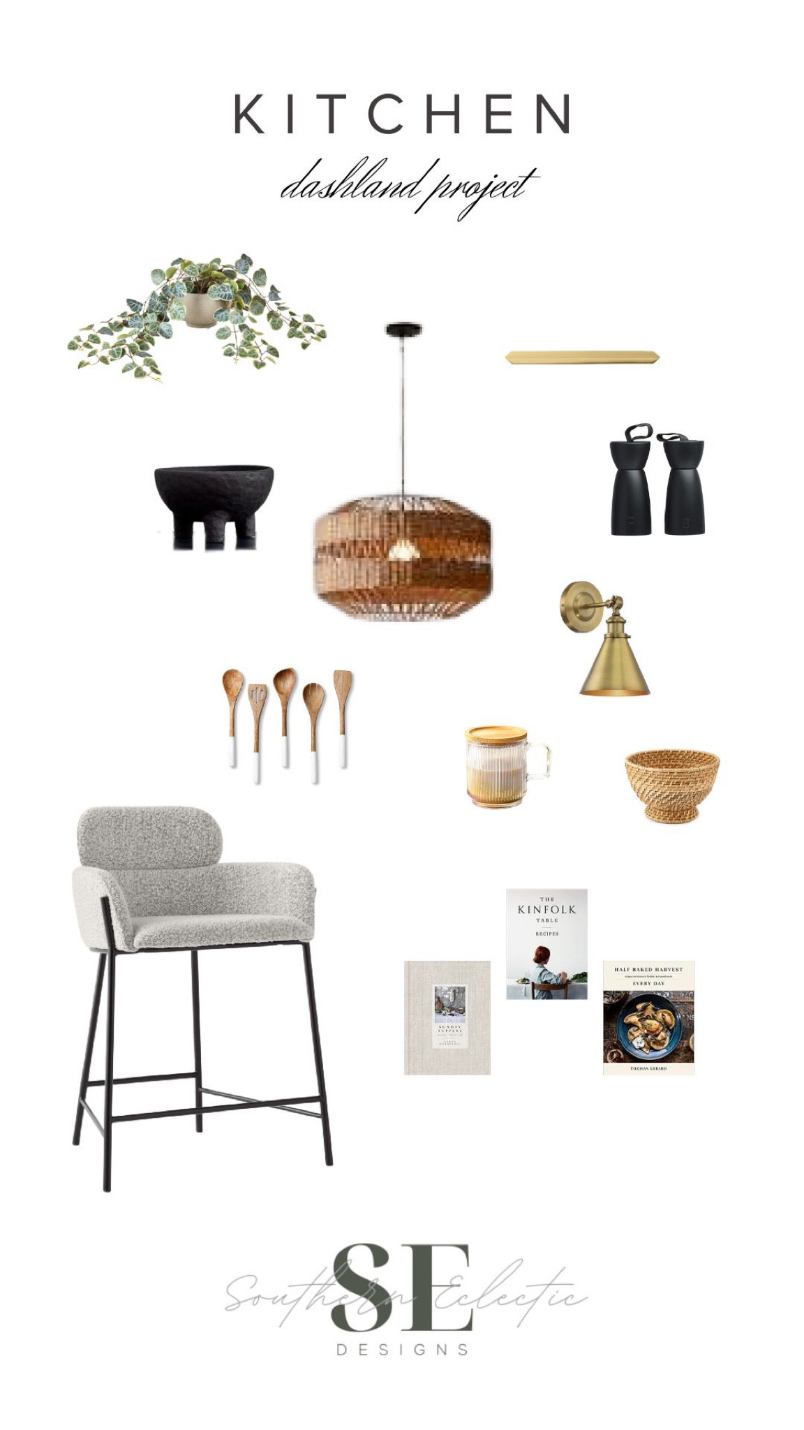 Rattan kitchen pendants, brushed brass cabinet hardware, boucle stools, sconce, kitchen countertop accessories and decor

#LTKhome #LTKunder50 #LTKstyletip