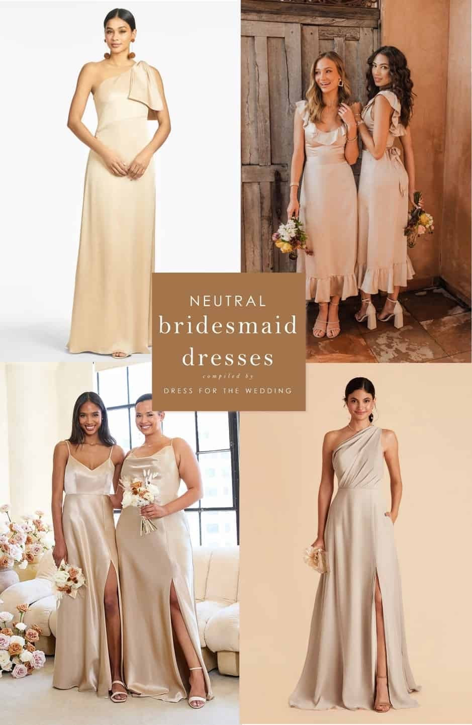 Neutral bridesmaid dresses 
Champagne dresses 
Beige bridesmaid dress 
Tan dress 
Formal dress for a wedding 
Neutral dress 
Bridesmaid dress
Engaged, planning a wedding or attending several weddings? Dress for the Wedding is a curated wedding shopping site. Follow us on the LIKEtoKNOW.it shopping app to get the product details for this look plus sale alerts on wedding attire, cute dresses under $100, ideas for wedding guest outfits, plus wedding decor and gift ideas! 

#LTKFindsUnder100 #LTKMidsize #LTKWedding