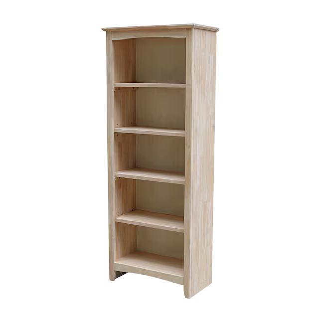 International Concepts Unfinished Wood 5-Shelf Bookcase (24-in W x 60-in H x 12.3-in D) | Lowe's