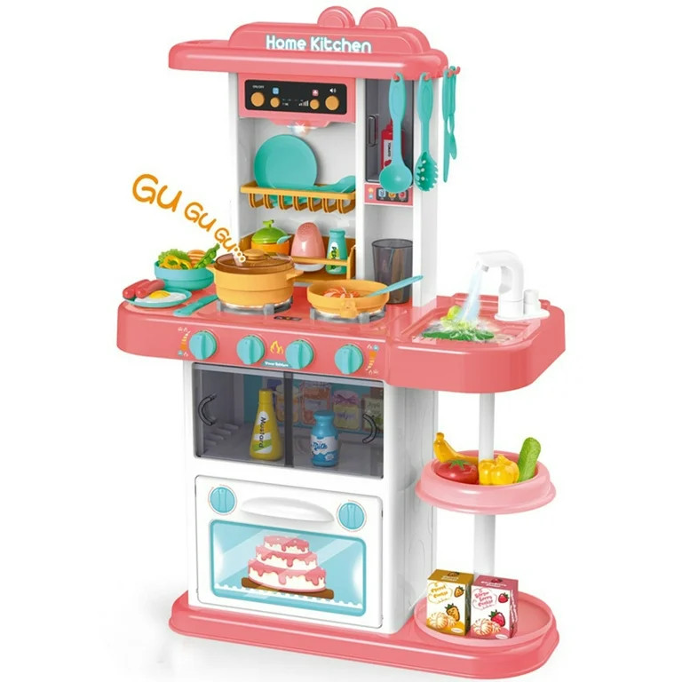 Kitchen Set for Kids Pink Sound and Light 43 Piece Cooking Toys Plastic Food Toddlers +3 Mundo To... | Walmart (US)