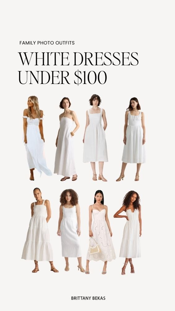 White dresses under $100 perfect for beach photoshoots, vacation or resort style. So many of these are linen and great for family photos or a capsule wardrobe  

#LTKFindsUnder100