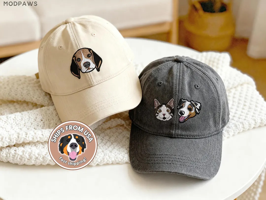Custom Embroidered Pet Photo Dad Hat – Personalized Dog and Cat Baseball Cap | Etsy (US)