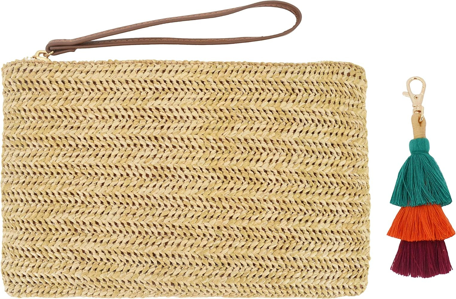 AGNETA Straw Clutch for Women Straw Purse Hand Wrist Type Summer Beach bag Handbags Wallet | Amazon (US)