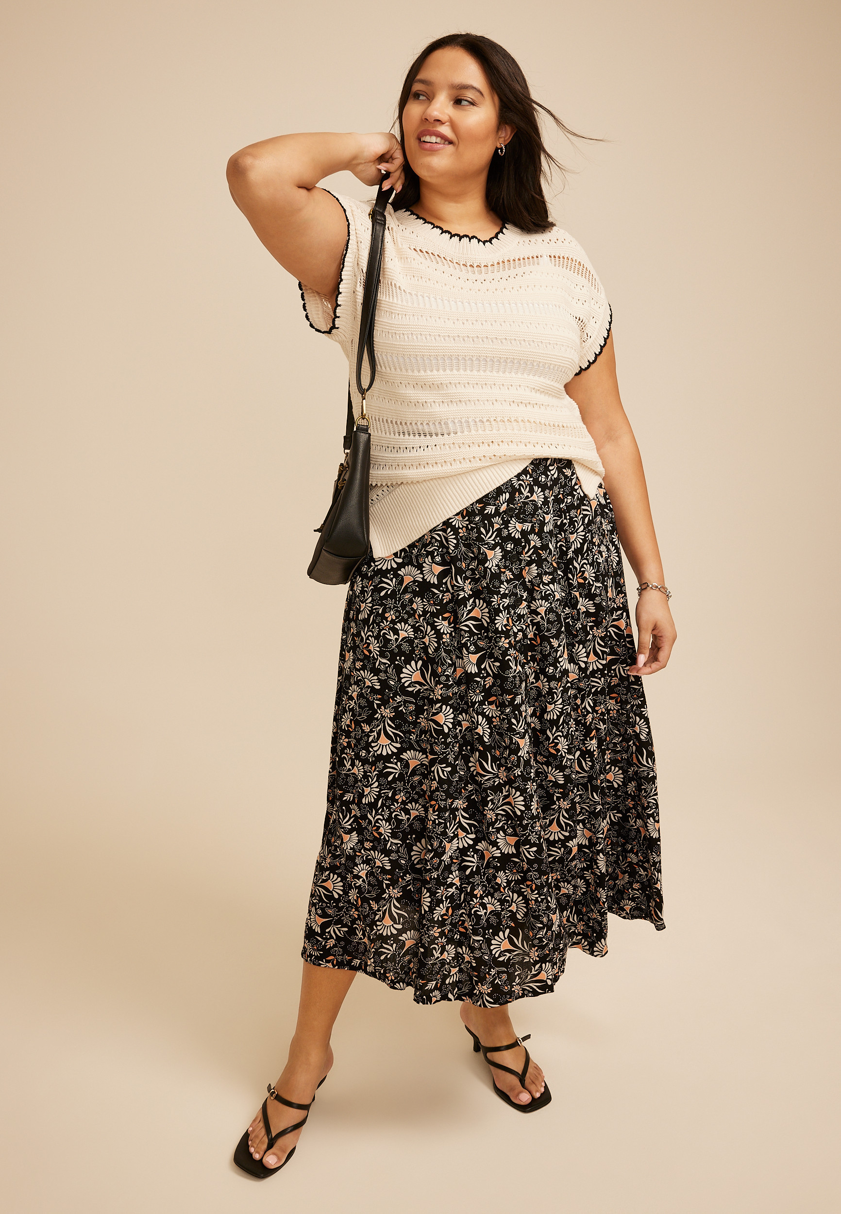 Maurices Plus Size Women's Floral Button Front Maxi Skirt | Maurices