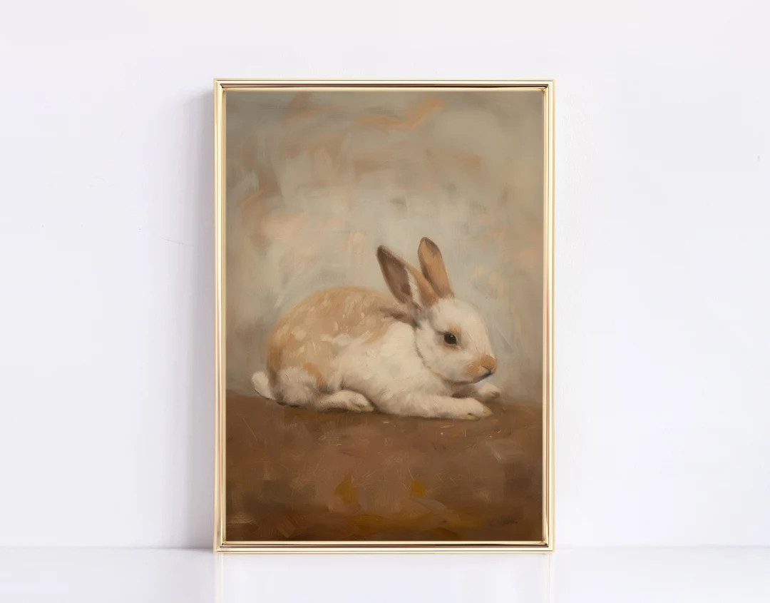 Vintage Easter Bunny Rabbit Print Easter Digital Print Neutral Vintage Easter Spring Prints Vinta... | Etsy (US)