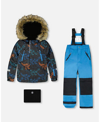 Boy Two-Piece Play Snowsuit with Printed Jacket Blue - Child | Macy's