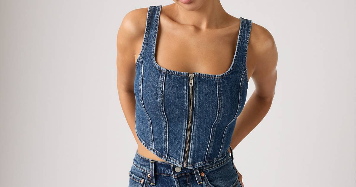 Seamed Zip Bustier Top - Medium Wash | Levi's\u00ae US | Levi's US