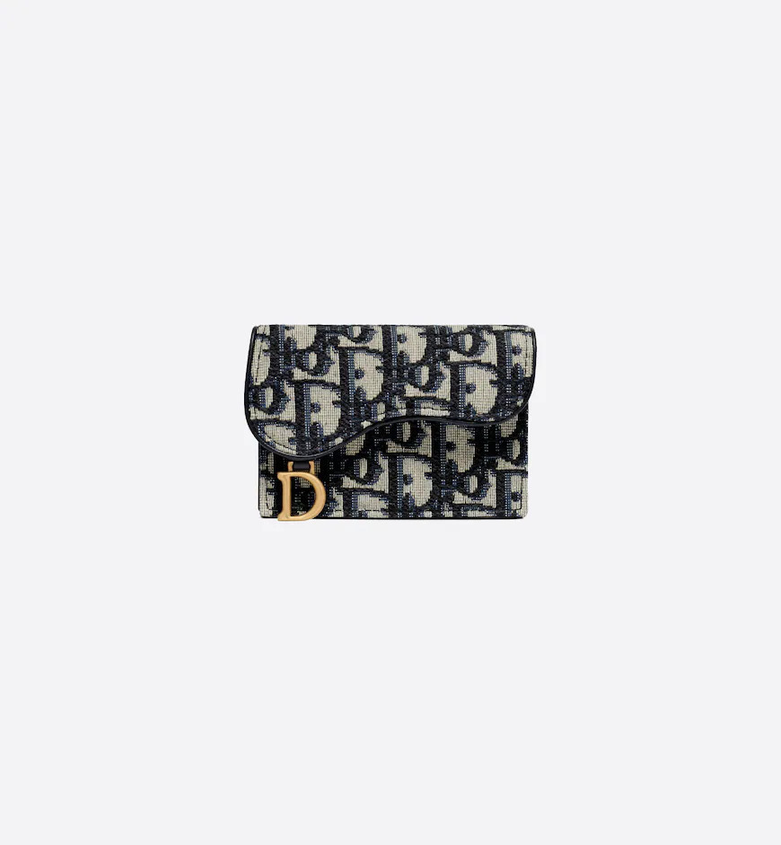 Saddle Flap Card Holder Blue Dior Oblique Jacquard | DIOR | Dior Beauty (US)