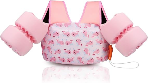 MoKo Toddler Swim Vest for Kids, Swim Arm Band Cartoon Swimming Wings Pool Float Vests Sleeves Sh... | Amazon (US)