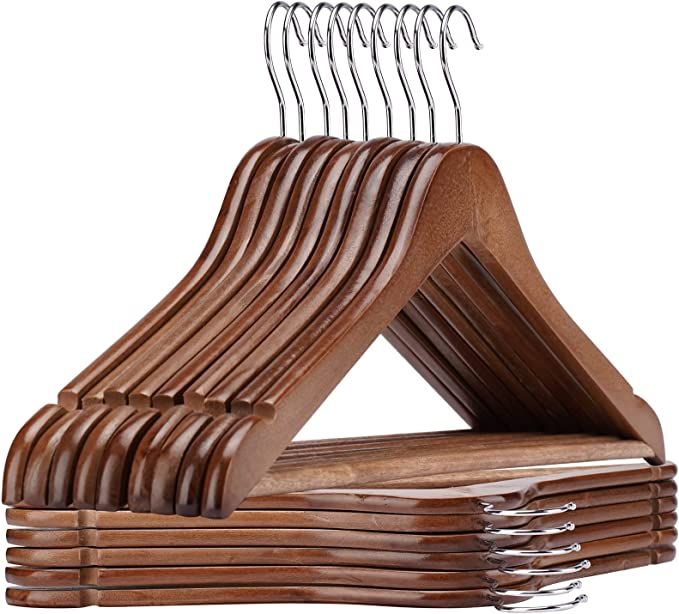 JDGOU Wooden Hangers 20 Pack Clothes Hangers Wood Hangers Walnut Smooth Finish Coat Hanger for Cl... | Amazon (US)