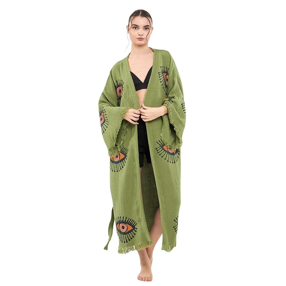 Evil Eye Kimono Robe - Beach Kimono Coverups for Woman | Amazon (US)