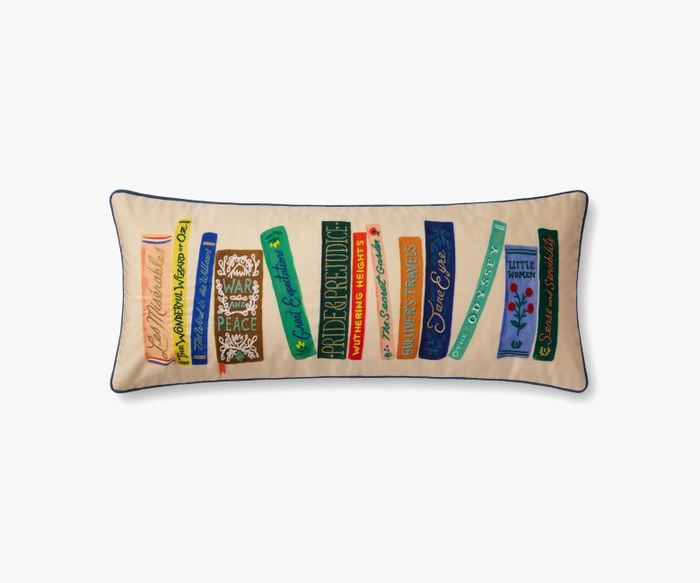 Book Club Embroidered Lumbar Pillow | Rifle Paper Co.