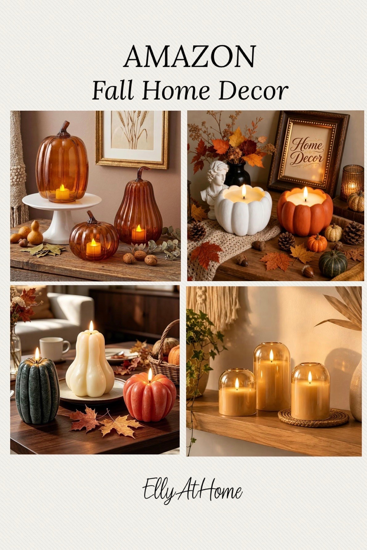 Beautiful fall glow home decor at Amazon! Flameless candles, glass pumpkins, hurricane candleholders, fall scented candles and more fall decor at Amazon. Free shipping

#LTKHome #LTKSeasonal #LTKdayinmylife