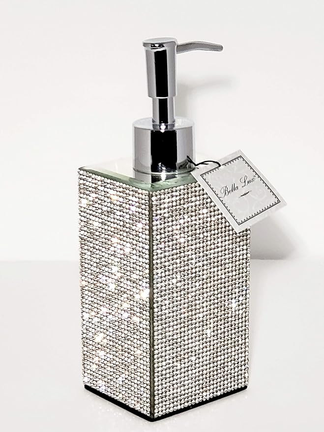 Bella Lux Luxury Rhinestone Mirror Top Soap Dispenser Countertop Pump Dispenser Lotion / Soap Bra... | Amazon (US)
