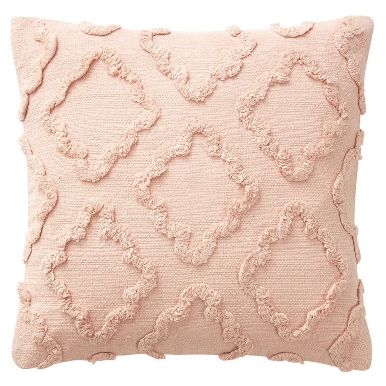 My Texas House Odessa Diamond Cotton Decorative Pillow Cover, 20" x 20", Blush | Walmart (US)