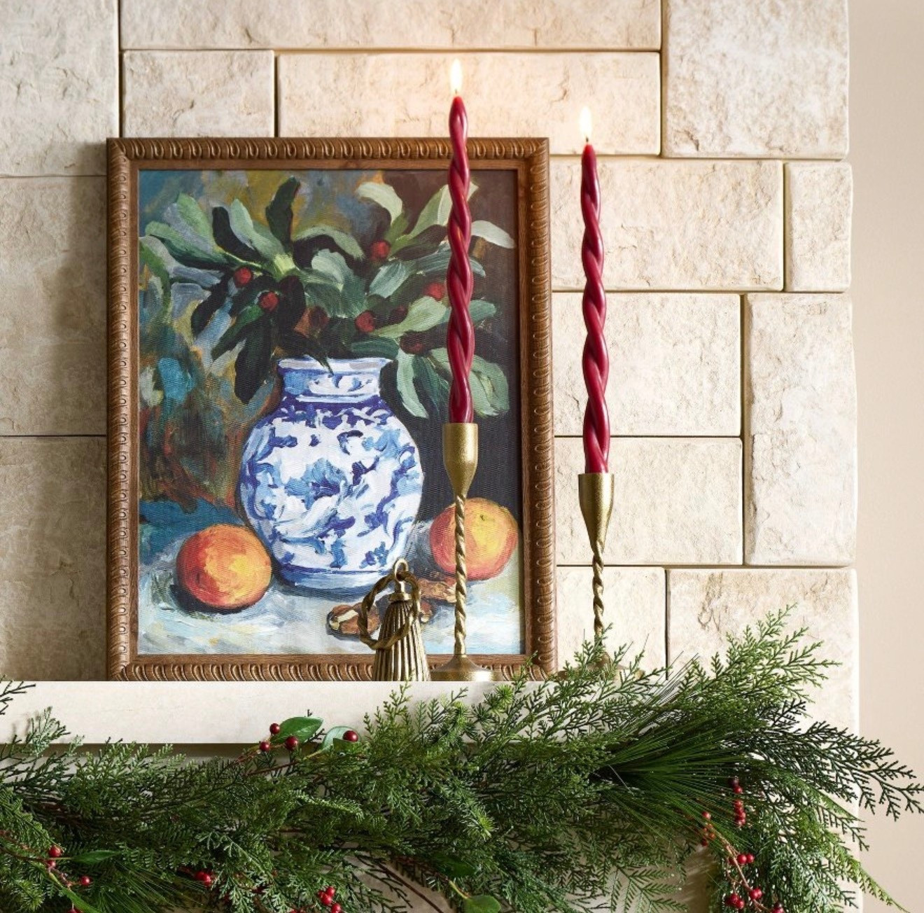 Classic holiday styling with a Studio McGee touch ✨ Twisted tapers, soft greenery, and timeless art make this mantel feel elevated but still cozy.

#LTKHoliday #LTKGiftGuide #LTKHome