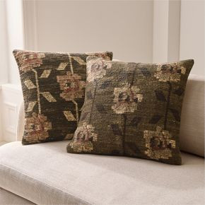Stamped Folk Floral Pillow Cover | West Elm (US)
