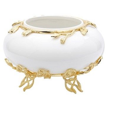 Classic Touch White Glass Bowl with Gold Detail | Target