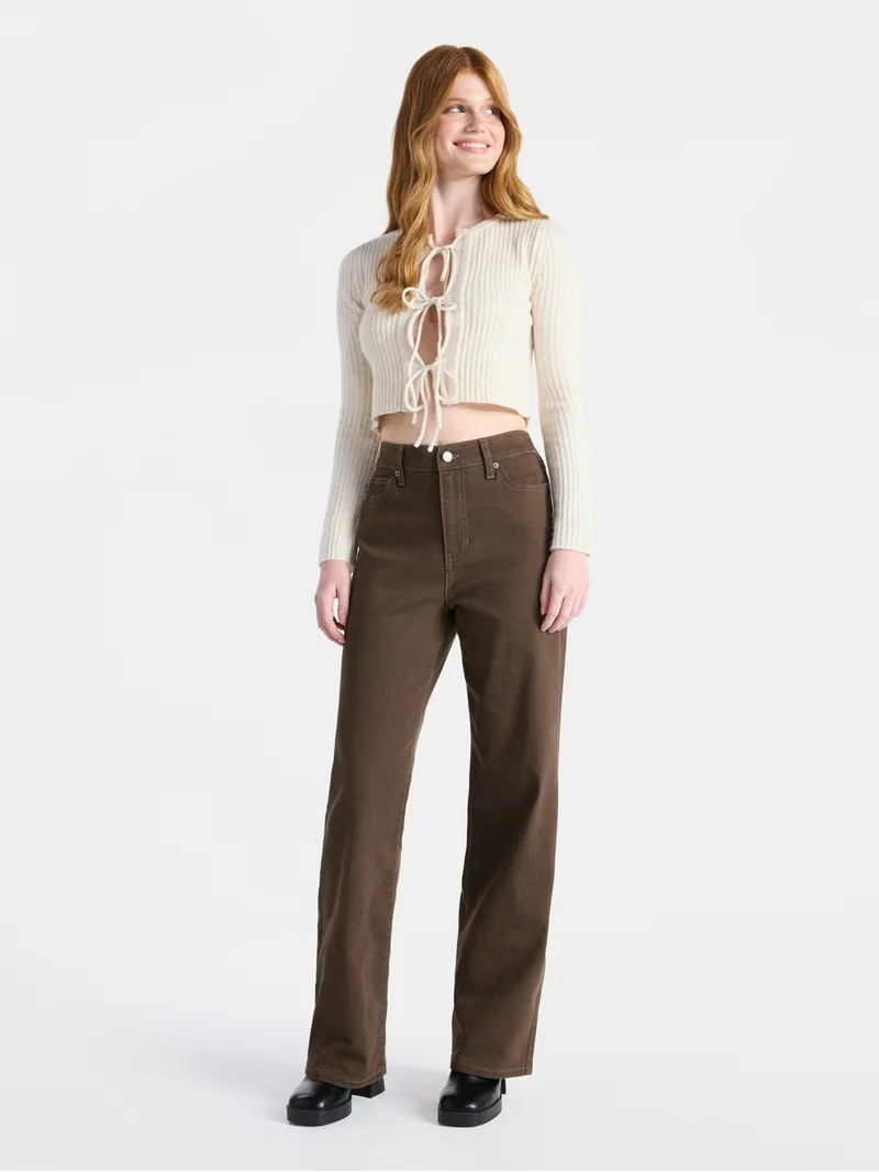 No Boundaries High Rise Baggy Wide Leg Jeans, 32'' Inseam, Women’s and Women's Plus | Walmart (US)