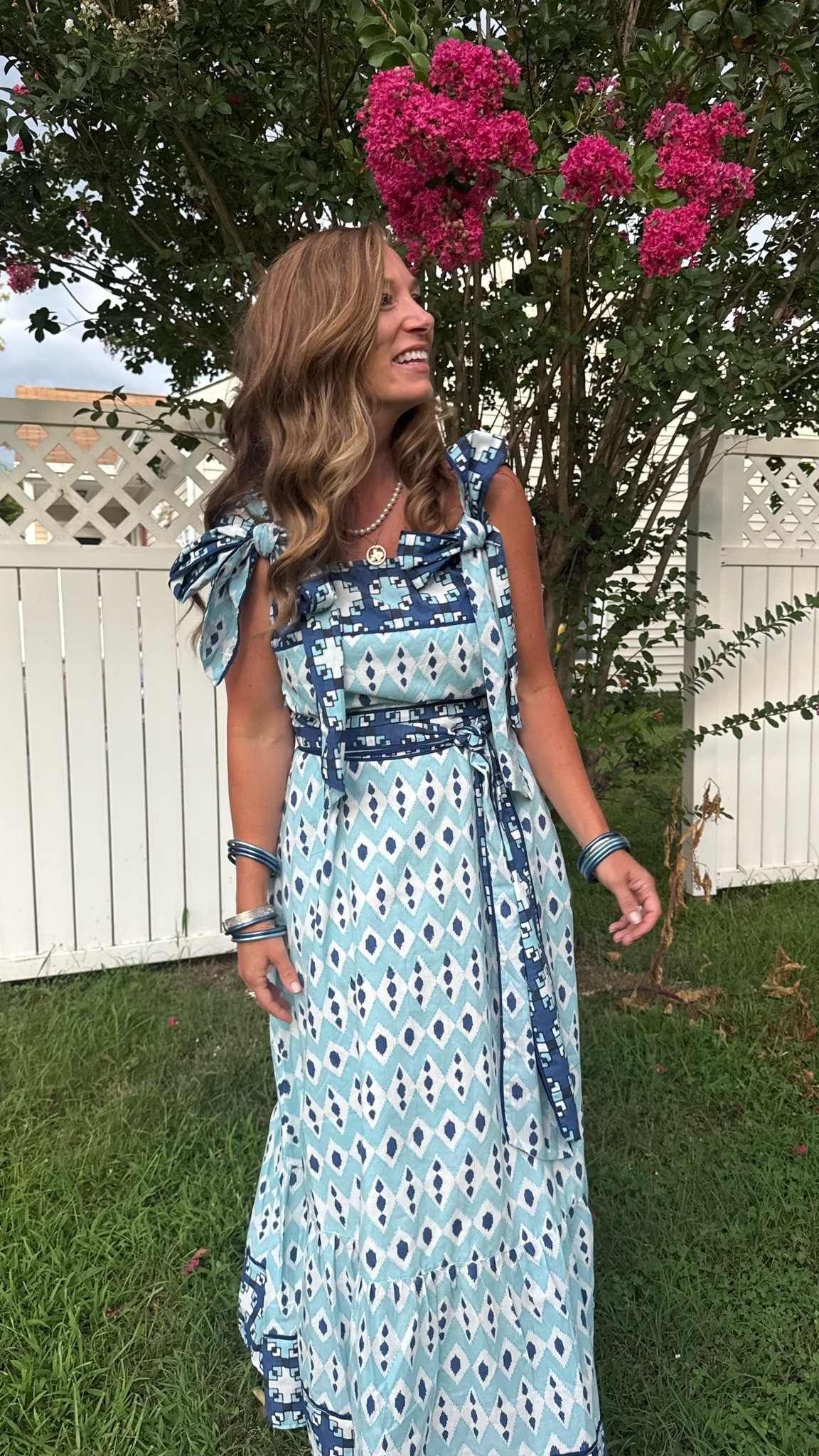 Blue and white summer maxi dress / summer dinner date dress / should tie maxi dress / fun printed dresses /

#LTKootd #LTKSeasonal #LTKOver40