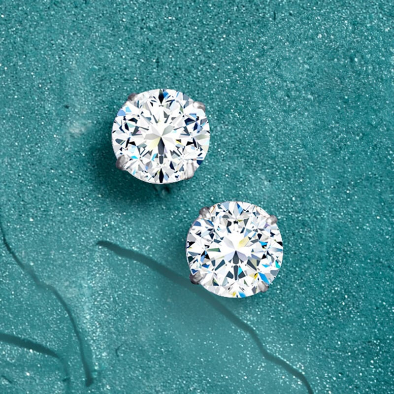 2.00 ct. t.w. CZ Stud Earrings in 14kt White Gold | Ross-Simons
