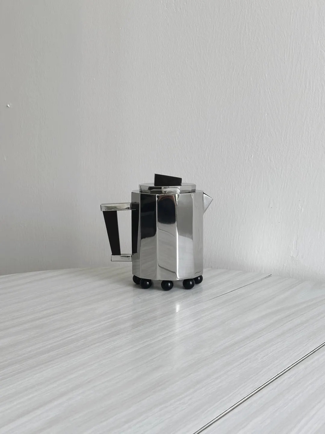 Garance Vallée X Monoprix Chrome Designer Teapot, Shiny Metal and Wood, Contemporary Kitchen Dec... | Etsy (US)