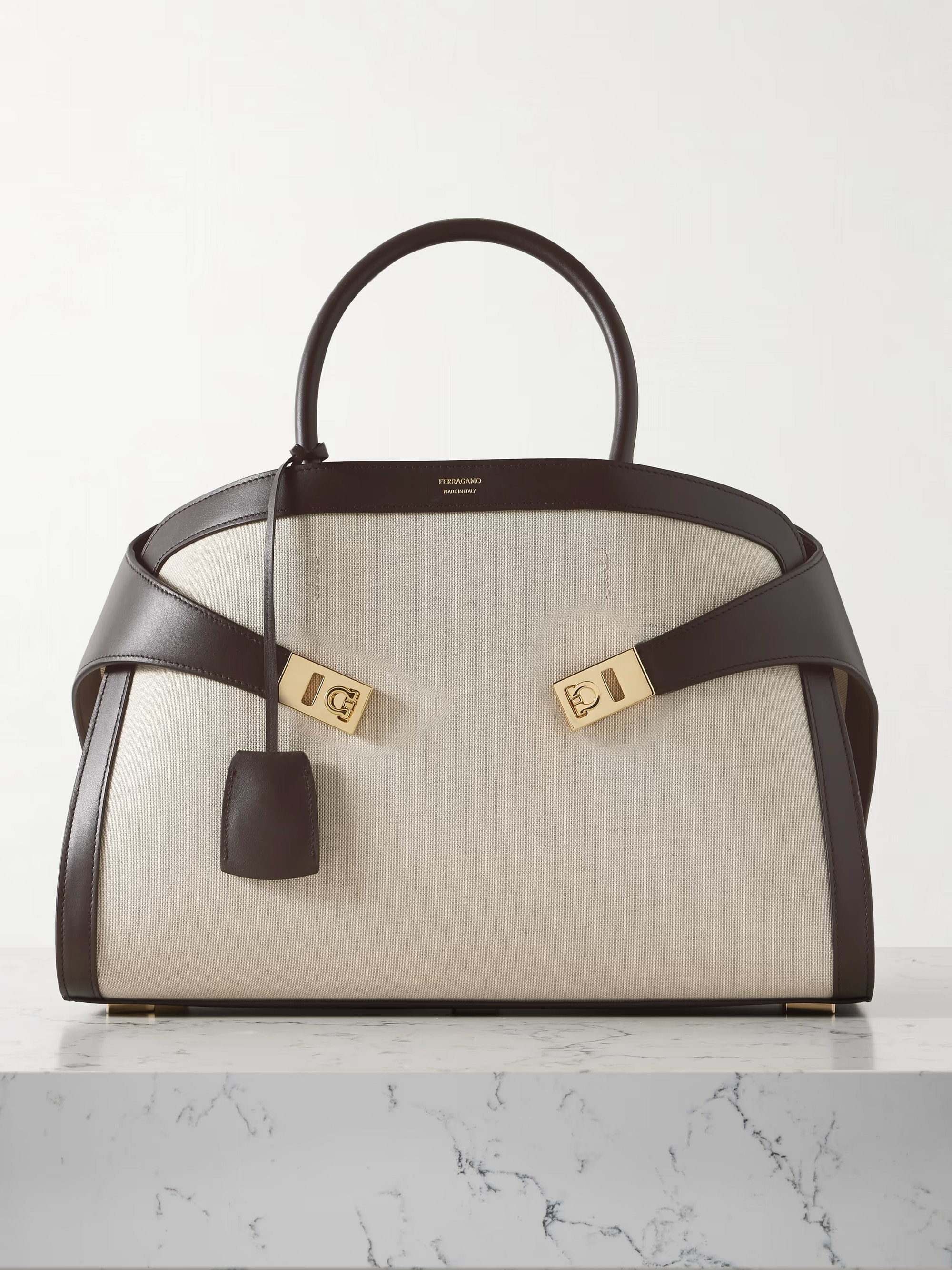 Hug medium leather-trimmed canvas tote | NET-A-PORTER (UK & EU)