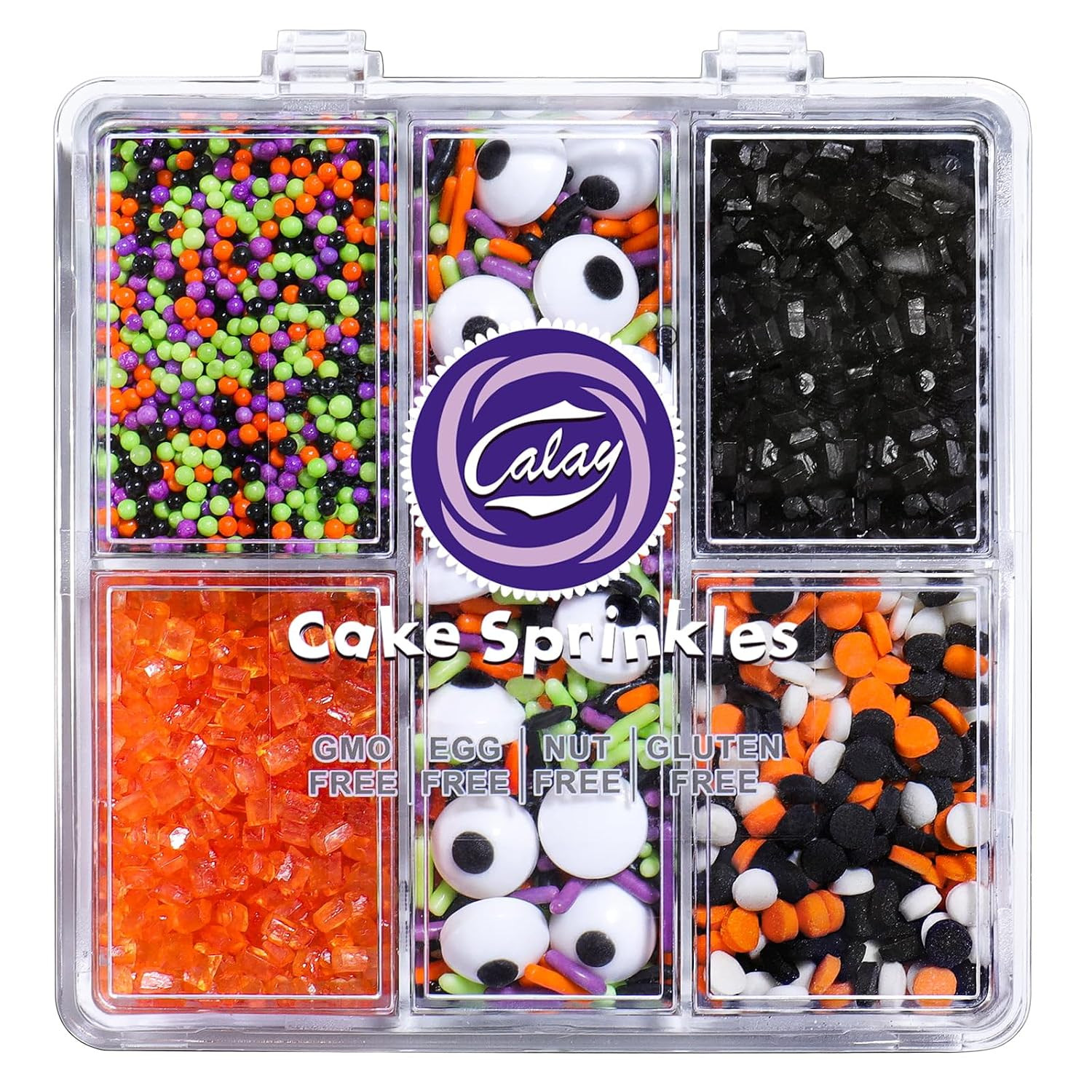 Halloween Sprinkles Edible, 5oZ Fall Eyeball Sprinkles for Cake Decorating with White Black Orange Confetti Nonpareils Jimmies and Sugar, Cupcakes Cookie Ice Cream Baking Toppings | Amazon (US)