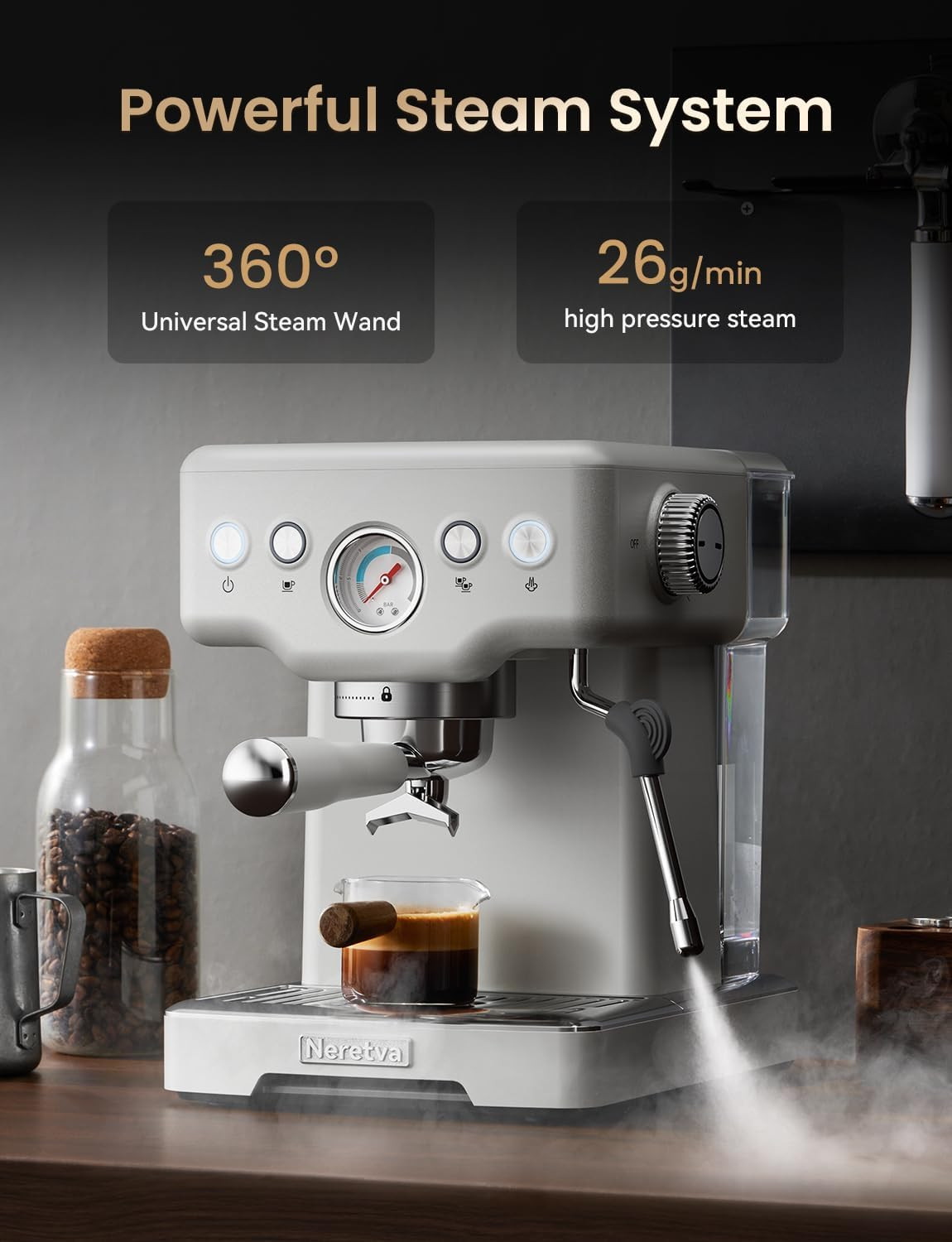 Neretva Espresso Machine, 1450W Stainless Steel Coffee and Espresso Maker Combo with Milk Frother... | Amazon (US)
