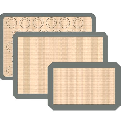 Macaron Silicone Baking Mat, 3 Pack Reusable Baking Mat, Non-Stick, Food Safe Silicone Cookies Sheets for Baking | Amazon (US)