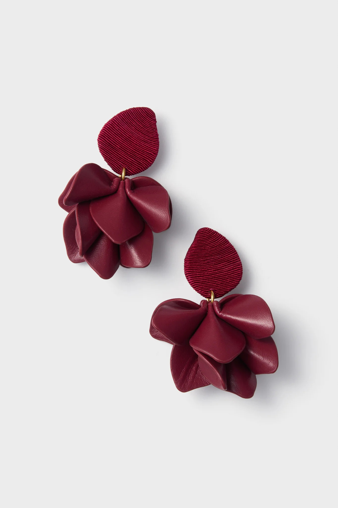 Oxblood Silk and Leather Orchid Earrings | Tuckernuck (US)