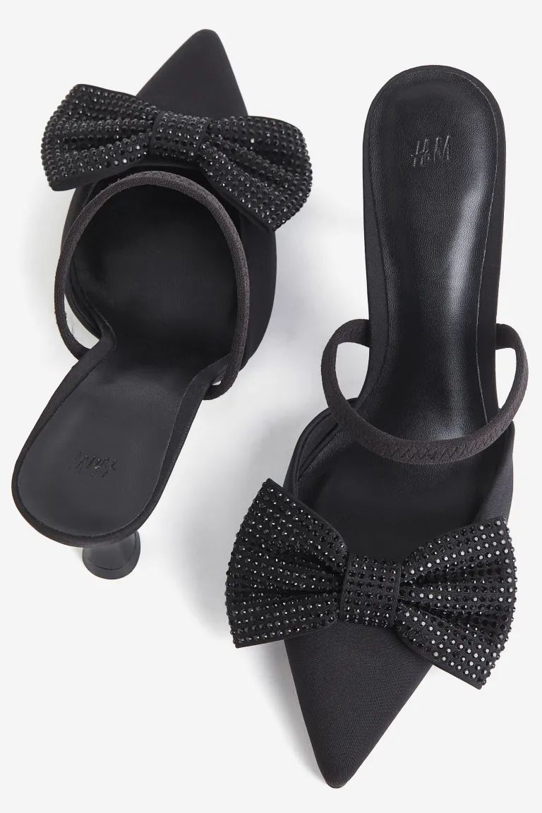 Bow-detail slingbacks - Black - Ladies | H&M GB | H&M (UK, MY, IN, SG, PH, TW, HK)