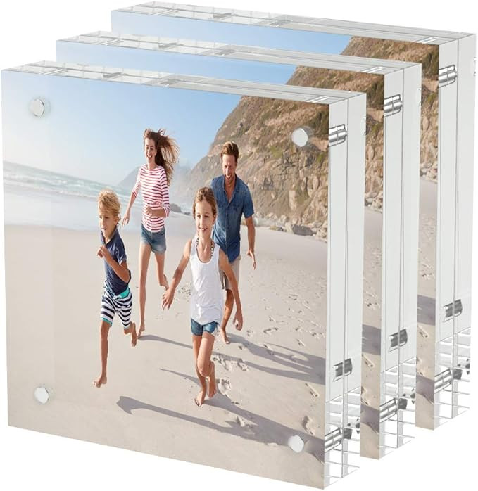 AITEE 4x4 Picture Frames Acrylic 3pcs, Clear Photo Frames with Double-Sided， Photo Frames Deskt... | Amazon (US)
