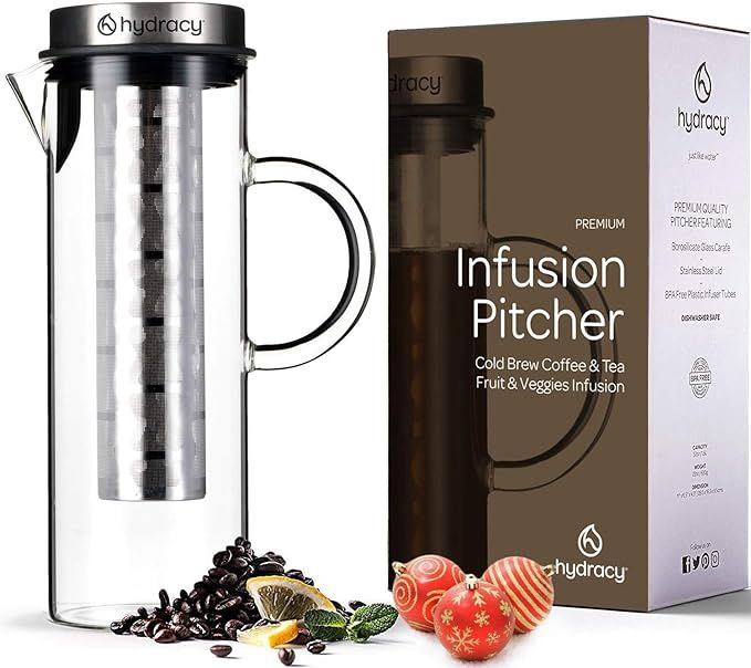 Cold Brew Coffee Maker - Large Glass Infusion Pitcher 1.6 Quarts 52oz - Iced Coffee & Iced Tea Pi... | Amazon (US)