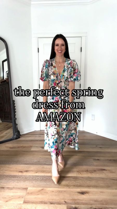 The perfect spring dress from Amazon! Great for graduation, parities, weddings, and all the spring things.
Sizing-runs TTS, wearing small in "I#multi Green print"

Spring dress | summer dress | graduation party outfit | floral dress maxi dress | midi dress | spring outfit | Tracy | The Fashion Sessions 

#LTKstyletip #LTKover40 #LTKworkwear