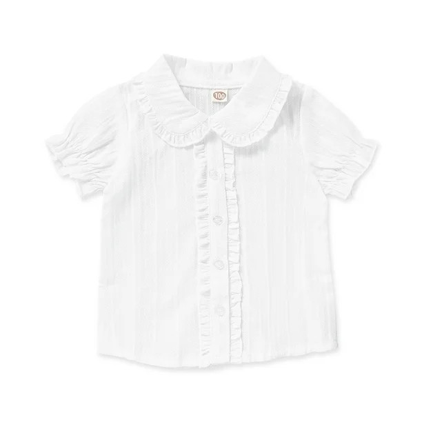 3T Baby Girl Clothes White Short-sleeve Shirts Baby Girl Short Sleeve Ruffle Shirt Tops Girls Sum... | Walmart (US)