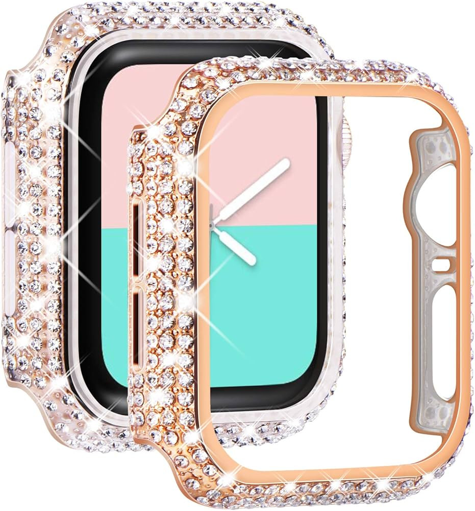 NewWays 2-Pack Bling Cases Compatible for Apple Watch Case 40mm, Fully Paved Diamonds Protective ... | Amazon (US)