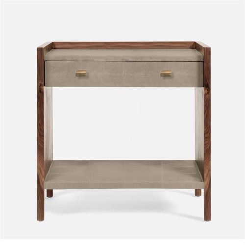 Made Goods Kennedy Nightstand Castor Gray/Walnut 30"Lx18"Wx30"H Vintage Faux Shagreen/Veneer | Gracious Style