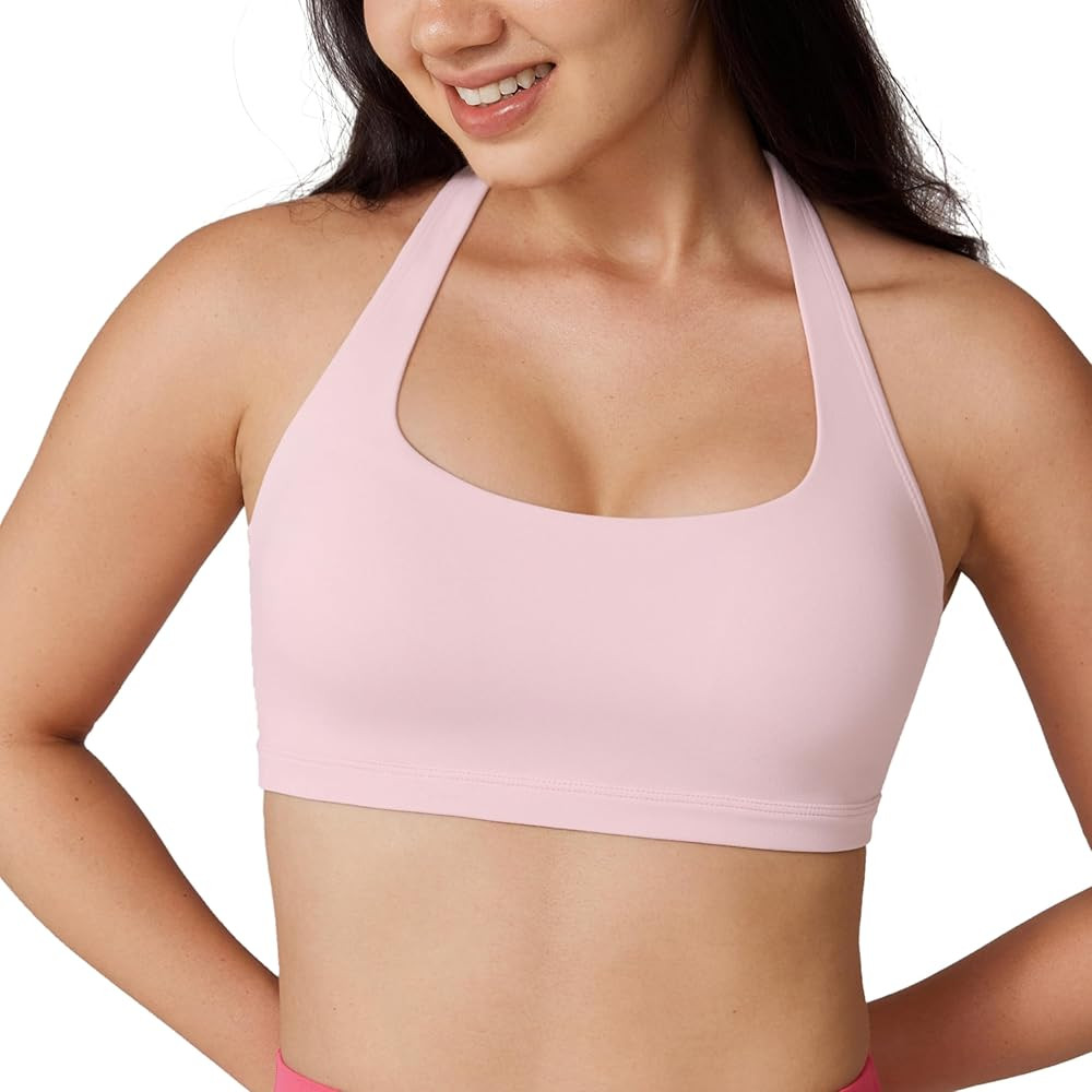 Hugcurve Detachable Halter Sports Bra Racerback for Women Padded Square Neck Open Back Yoga Worko... | Amazon (US)