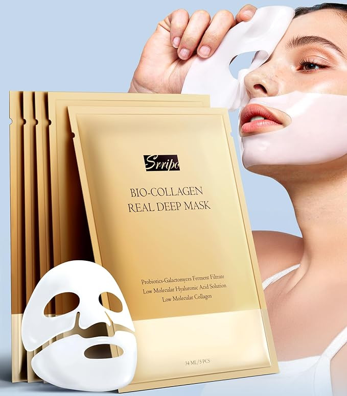 Radiant Glow Collagen Face Mask - Real Deep Overnight Face Masks Skincare with Hyaluronic Acid, G... | Amazon (US)