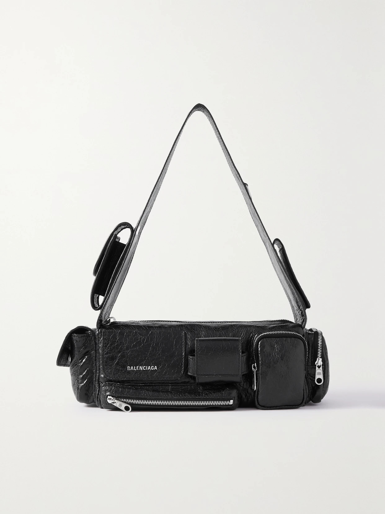 Balenciaga - Superbusy Small Crinkled-leather Shoulder Bag - Black | NET-A-PORTER (UK & EU)