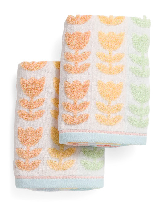 2pk Hand Towels Rainbow Tulip Rows | TJ Maxx