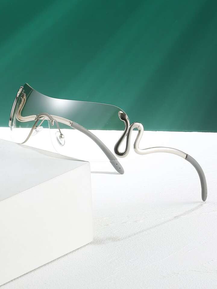1pc Unisex Rimless One-piece Snake Design Casual Sunglasses For Daily Life | SHEIN