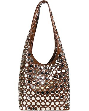 Studded Purses Y2K 90s Hobo Bags Trendy Shoulder Punk Handbag Soft Faux Leather Underarm Satchels... | Amazon (US)