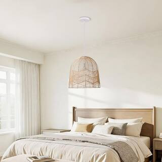 1-Light Handmade Rattan Pendant Light with Basket Lampshades, No Bulbs Included, 24 in. | The Home Depot