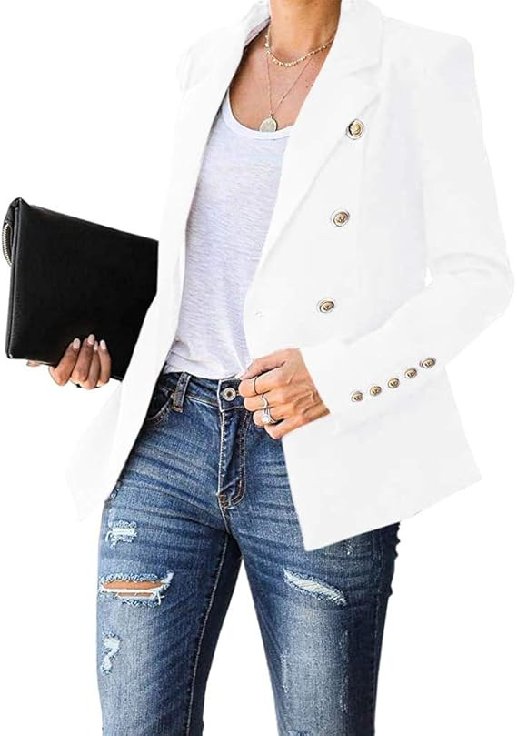 Cicy Bell Women's Long Sleeve Casual Blazer Work Office Button Open Front Jacket Suit | Amazon (US)